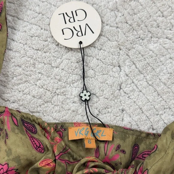 Floral Green and Pink Women's Top - Picture 3 of 4